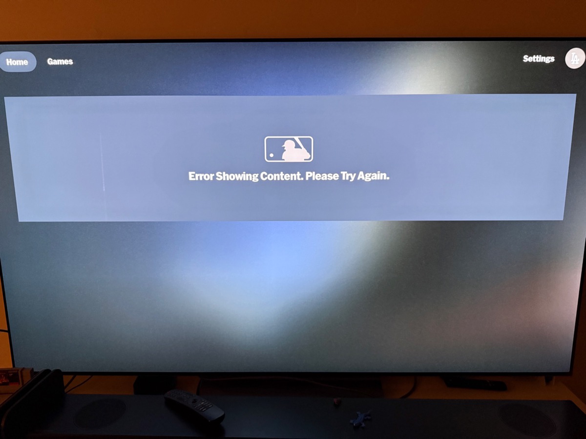 MLB app showing 'Unable to read response from MLB media services'
